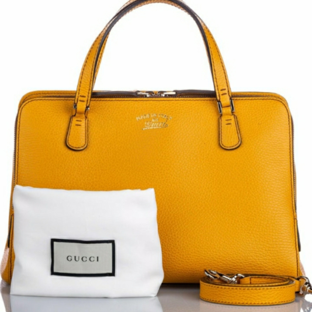 LIKE NEW FREE SHIPPING Gucci Swing Top Handle Leather Satchel AUTHENTIC